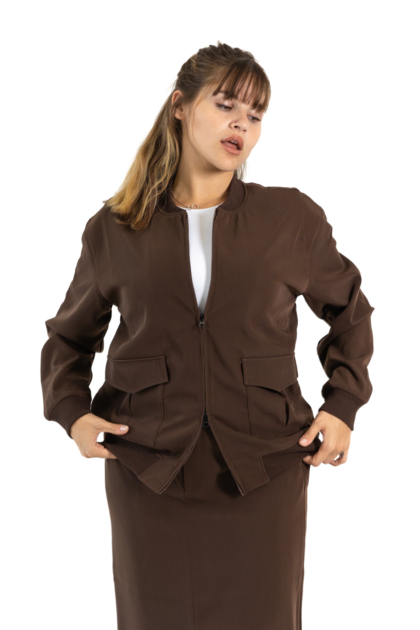 Ashly Tailored Bomber Jacket with Double Zip