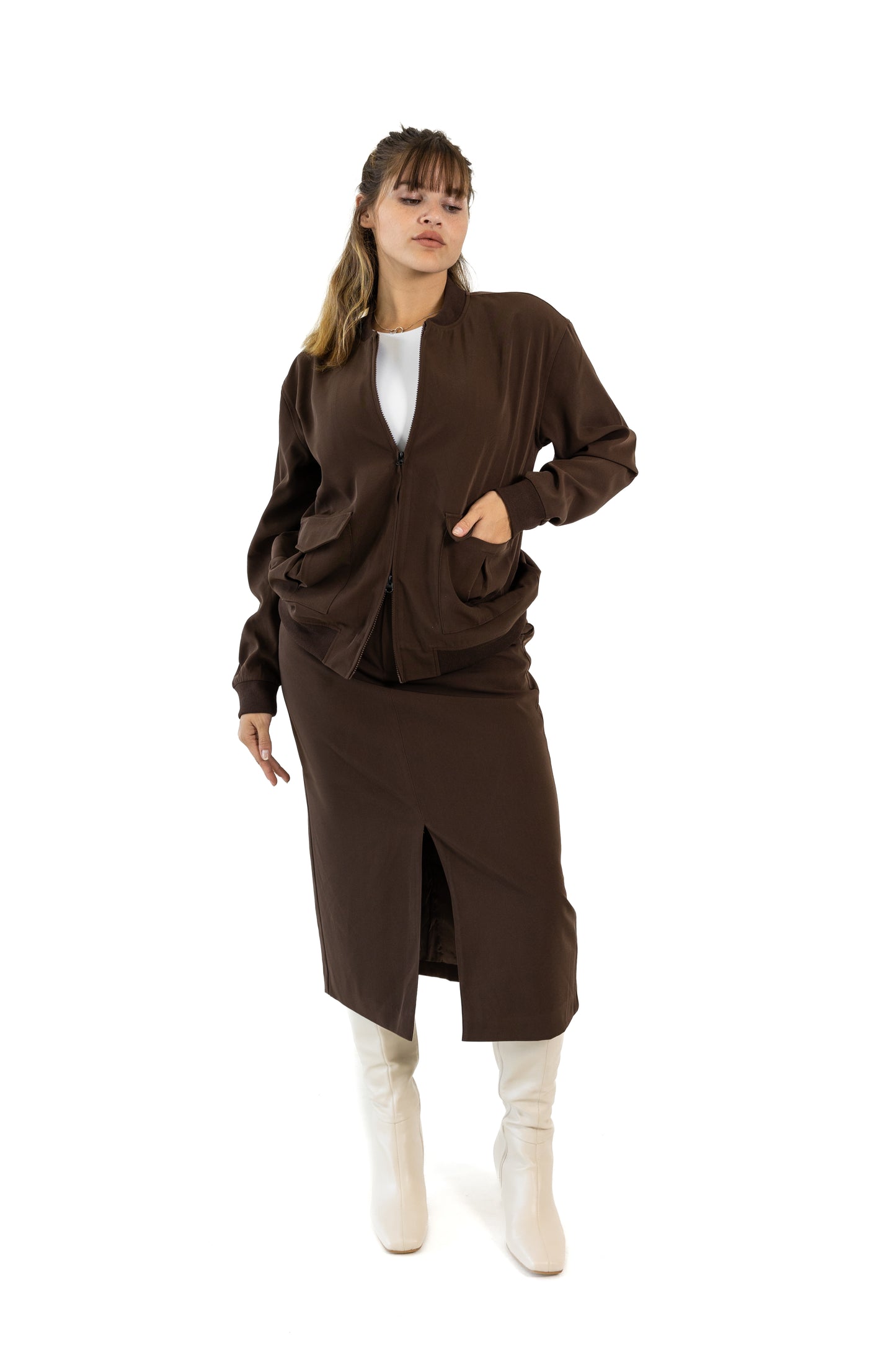 Ashly Tailored Bomber Jacket with Double Zip