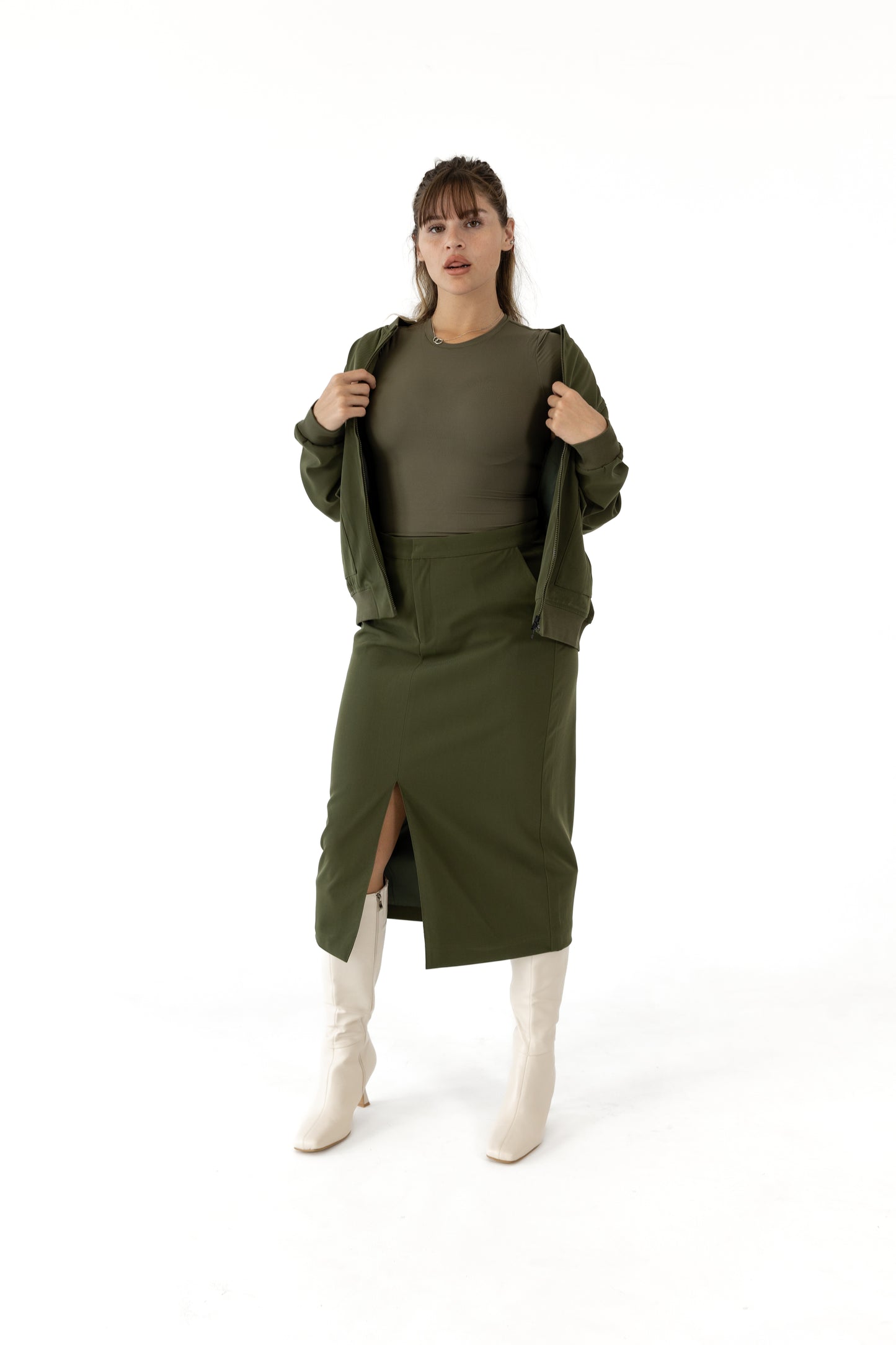 Ashly Tailored Bomber Jacket with Double Zip
