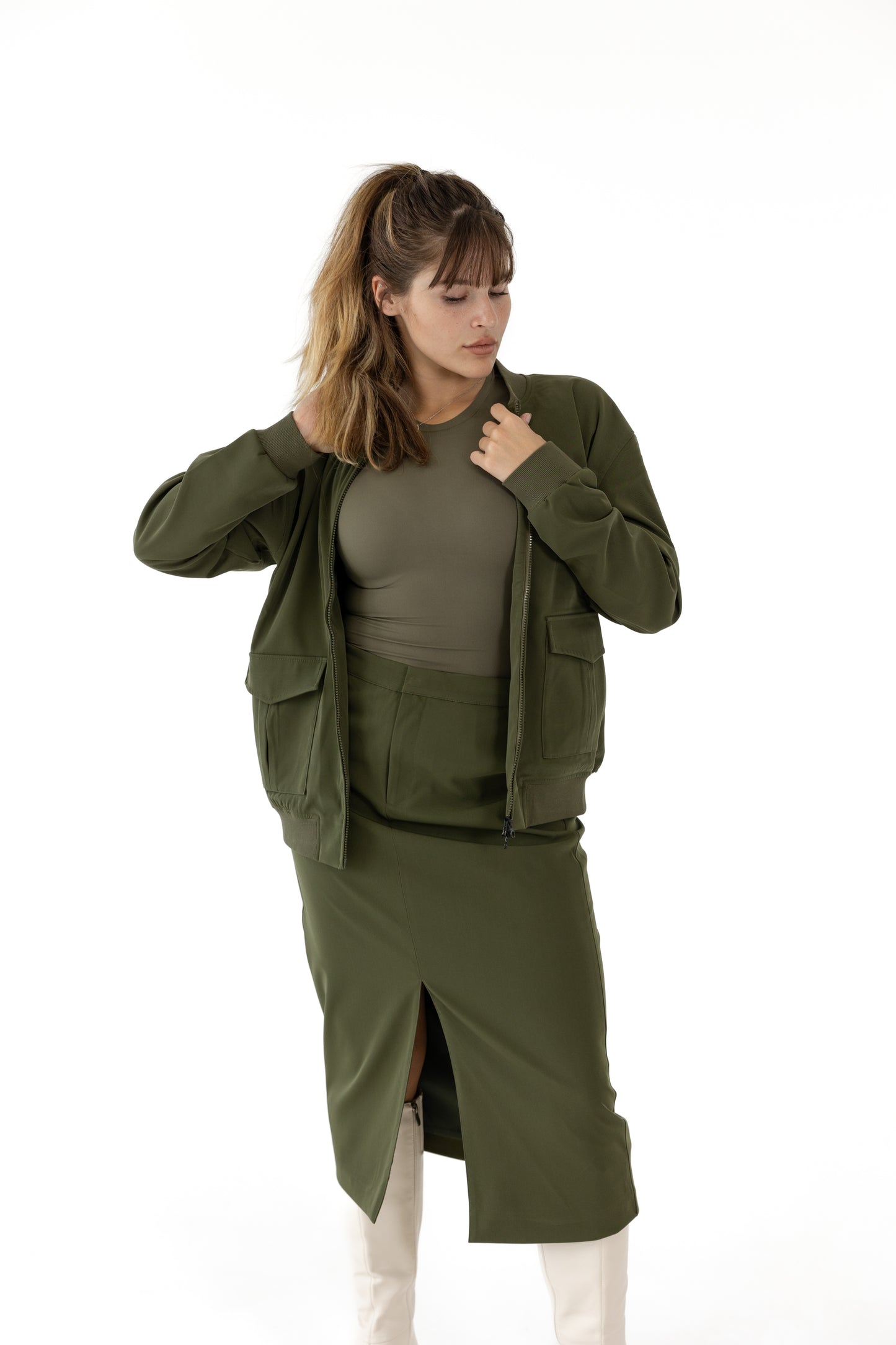Ashly Tailored Bomber Jacket with Double Zip