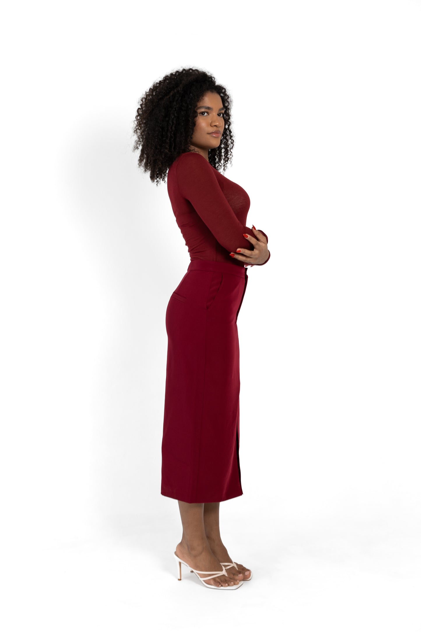 Efe Midi Skirt with Front Slit