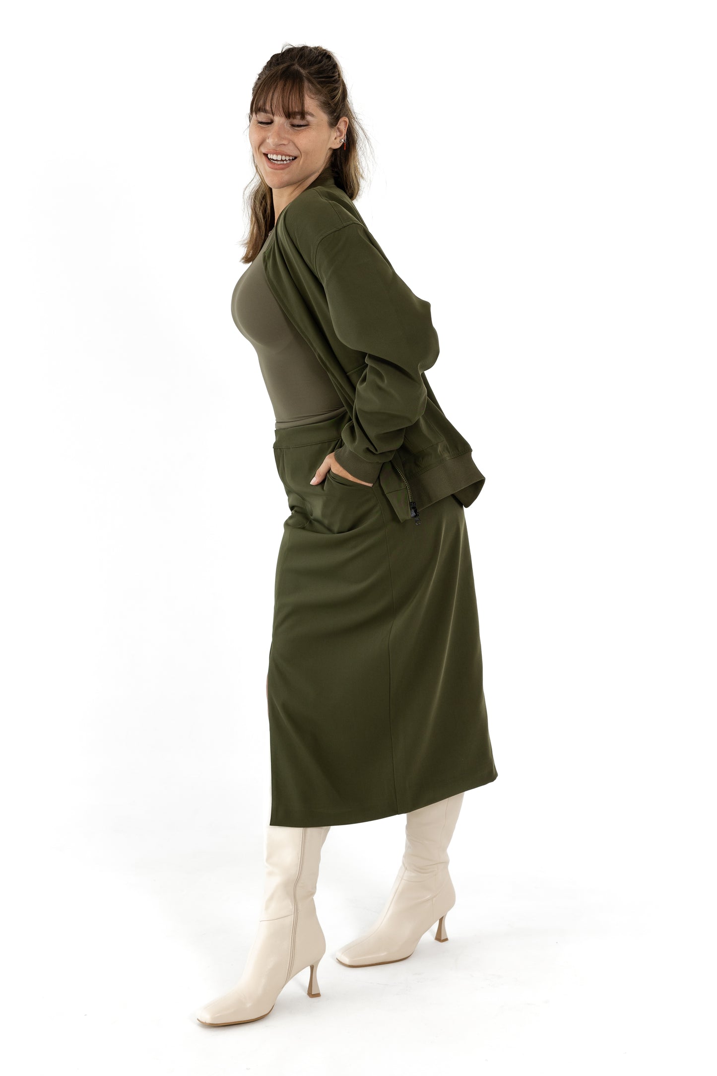 Efe Midi Skirt with Front Slit